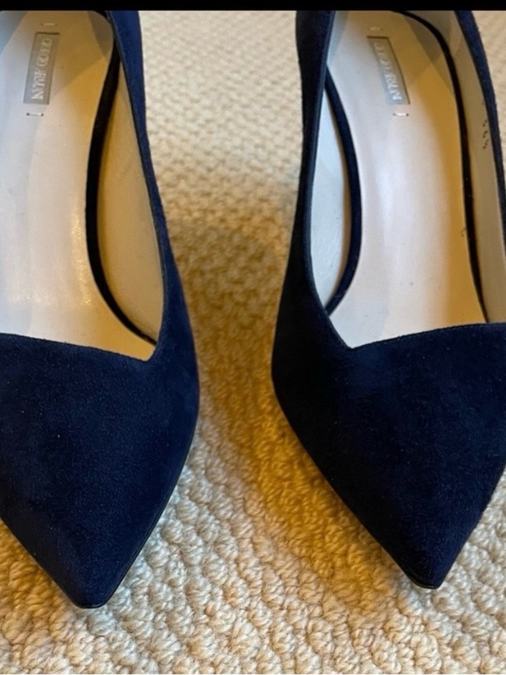 Giorgio Armani Dark Blue Suede Pointed Toe Pumps